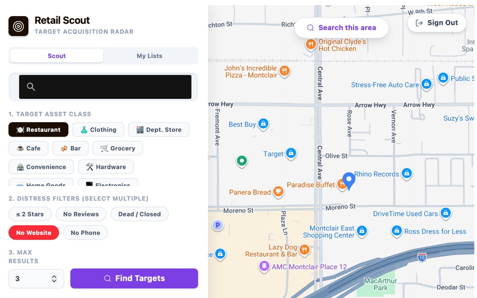 Retail Site Finder